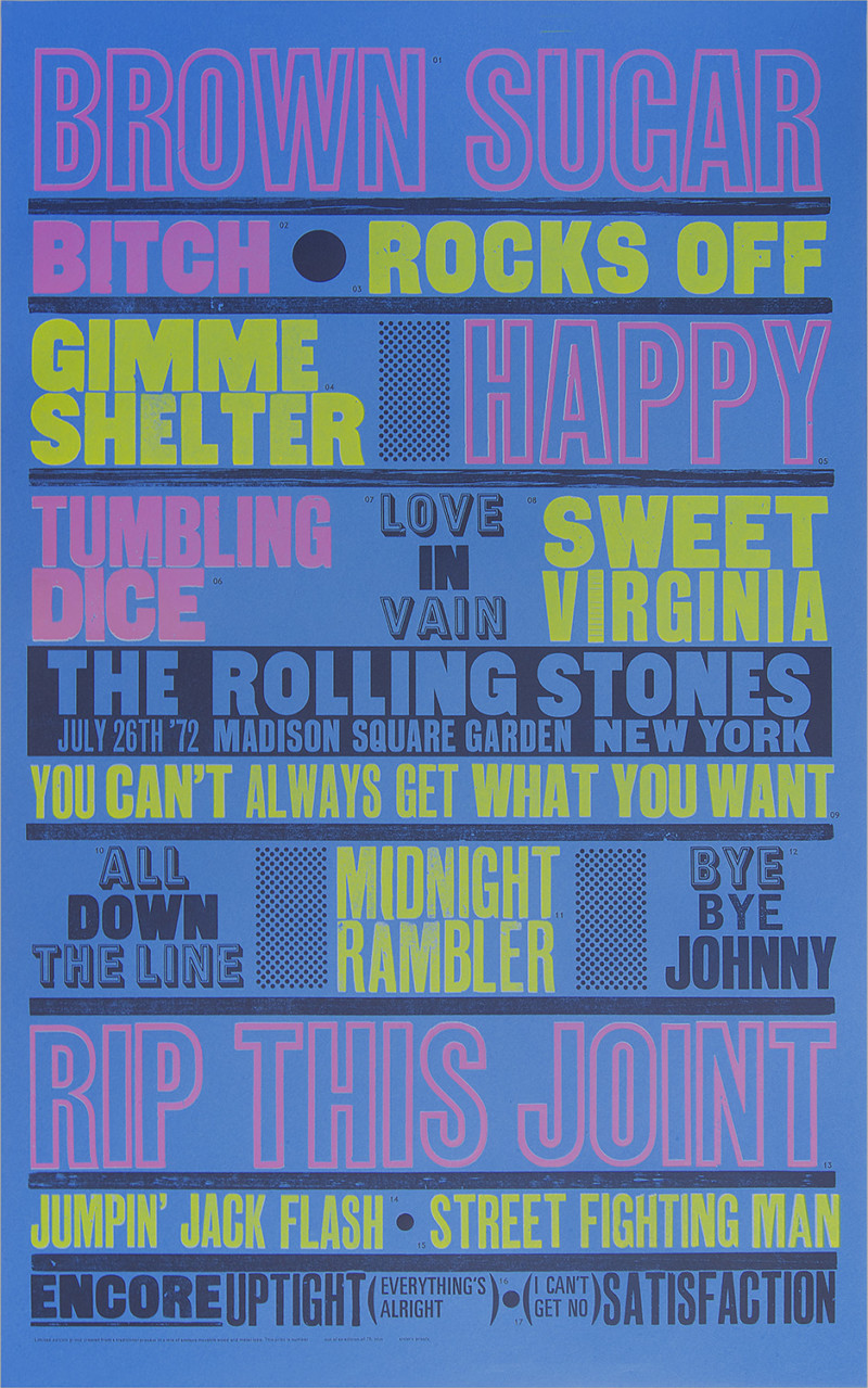 The Rolling Stones Setlist Print: 1972 – Limited Edition – Snap ...